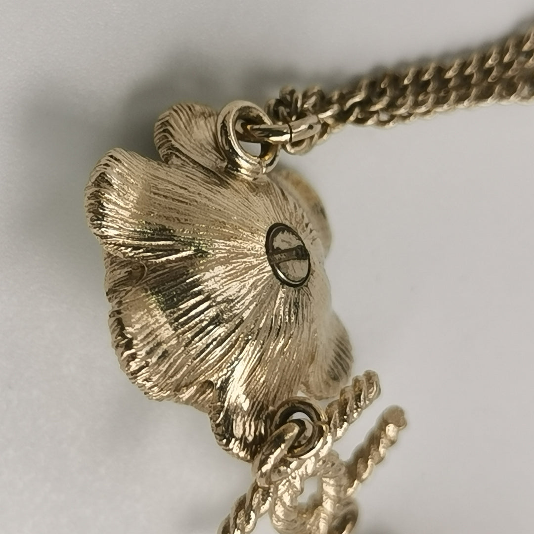 Chanel CC Logo Flower Faux Pearl Necklace