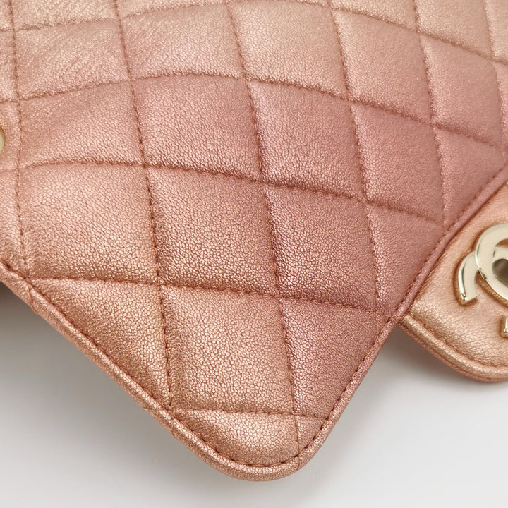 Chanel Mini Square Flap Bag in Ombre Pink Lambskin Gold Hardware