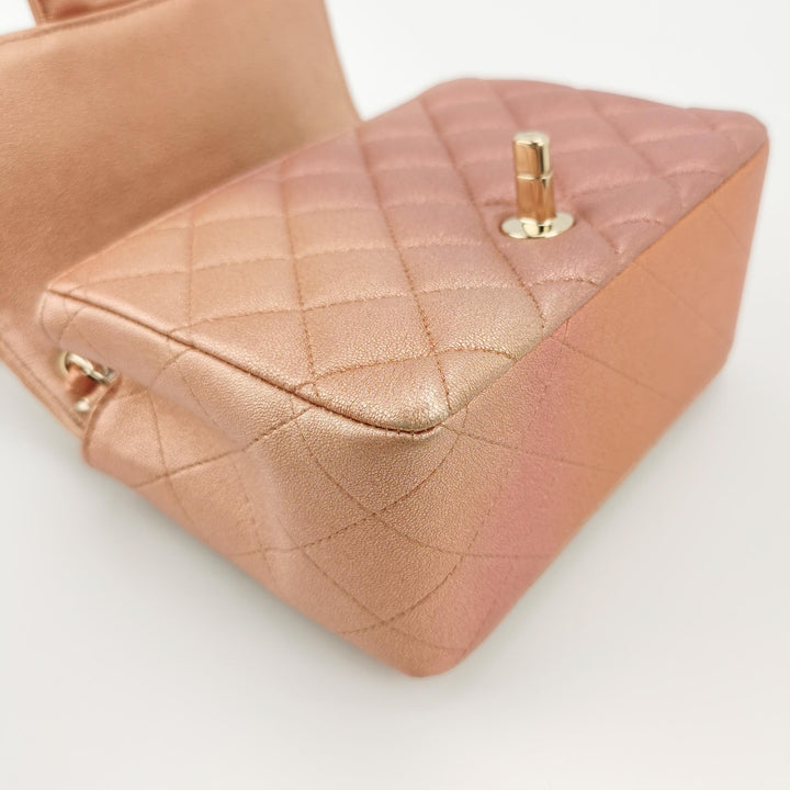 Chanel Mini Square Flap Bag in Ombre Pink Lambskin Gold Hardware