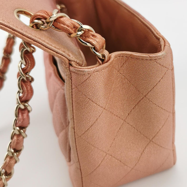 Chanel Mini Square Flap Bag in Ombre Pink Lambskin Gold Hardware
