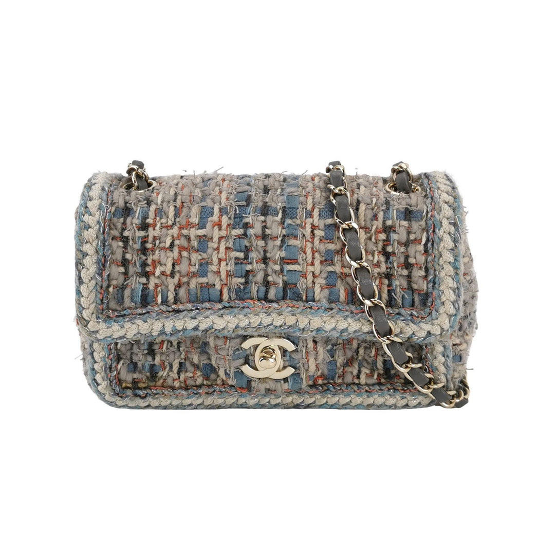 Chanel Tweed Single Flap Bag in Braided Multi Colour
