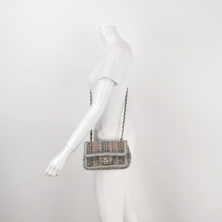 Chanel Tweed Single Flap Bag in Braided Multi Colour