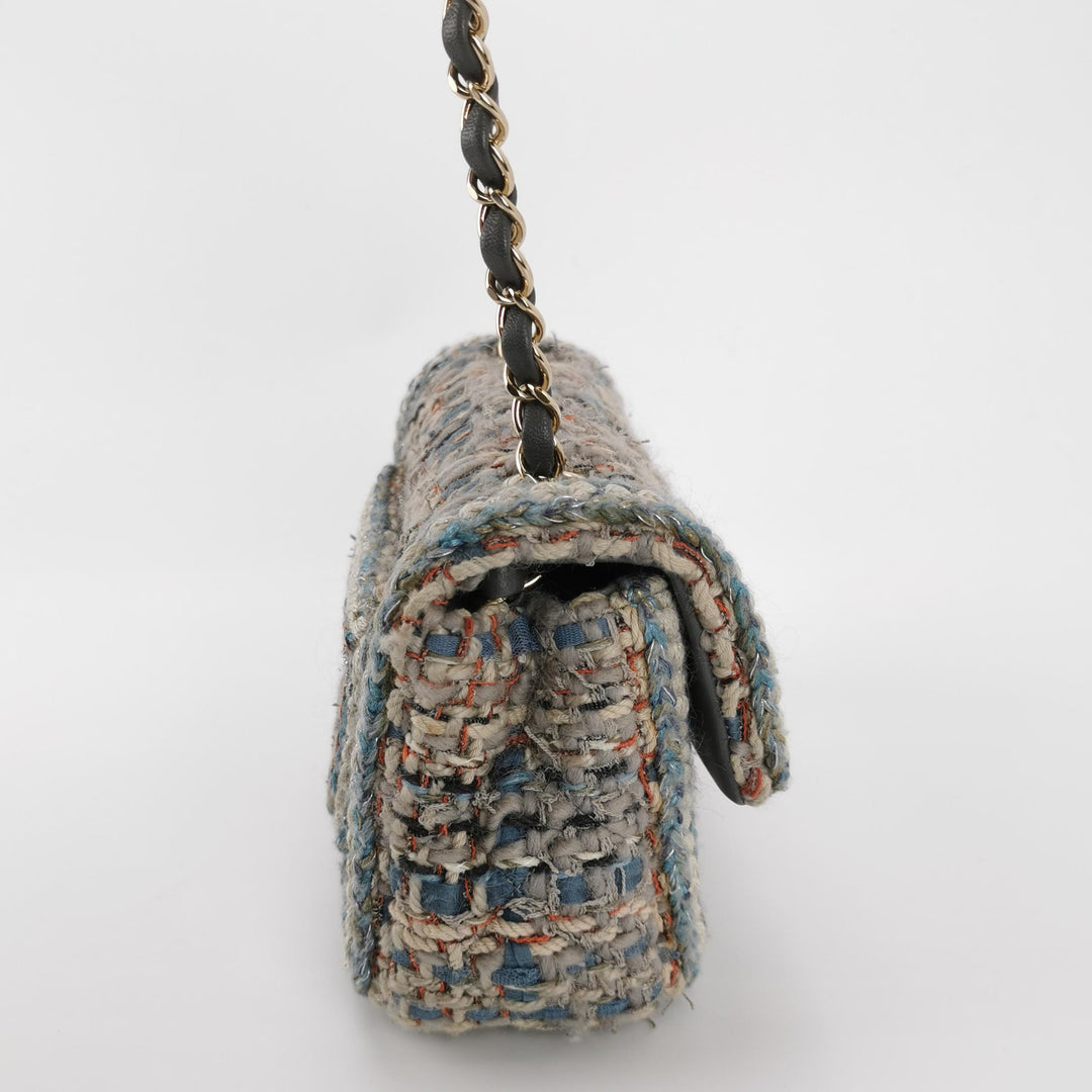 Chanel Tweed Single Flap Bag in Braided Multi Colour