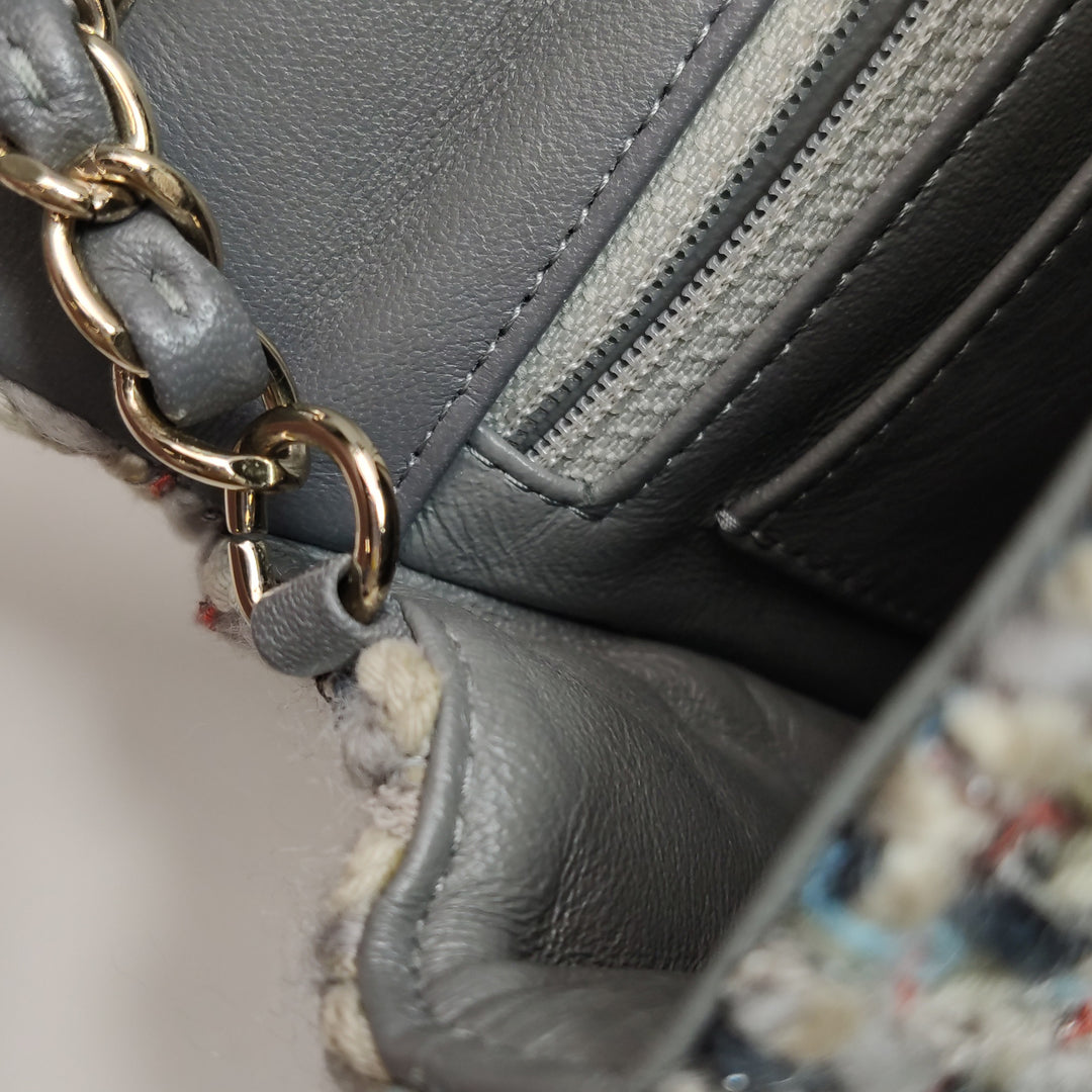 Chanel Tweed Single Flap Bag in Braided Multi Colour