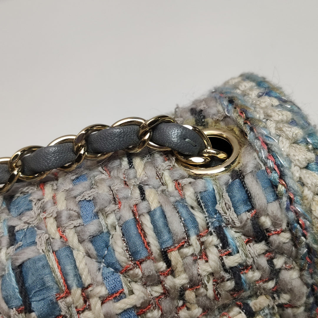 Chanel Tweed Single Flap Bag in Braided Multi Colour