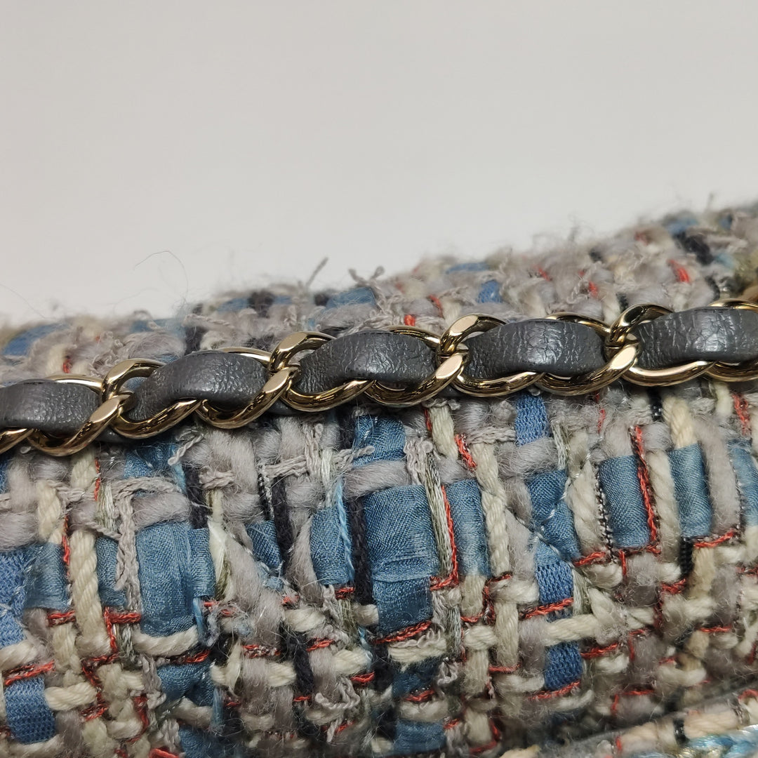 Chanel Tweed Single Flap Bag in Braided Multi Colour