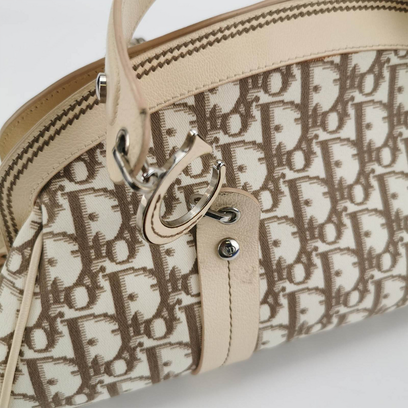 Dior Vintage Diorissimo Monogram floral embroidered CD satchel bag