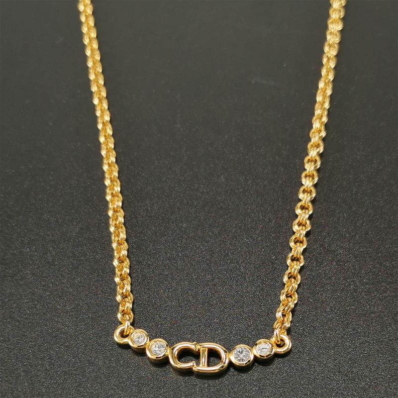 Dior Clair D Lune Imitation Crystal CD Letter Necklace