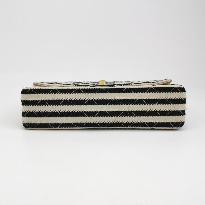 Chanel Coco Sailor Flap Black White Jersey Pearl Chain