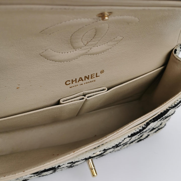 Chanel Coco Sailor Flap Black White Jersey Pearl Chain