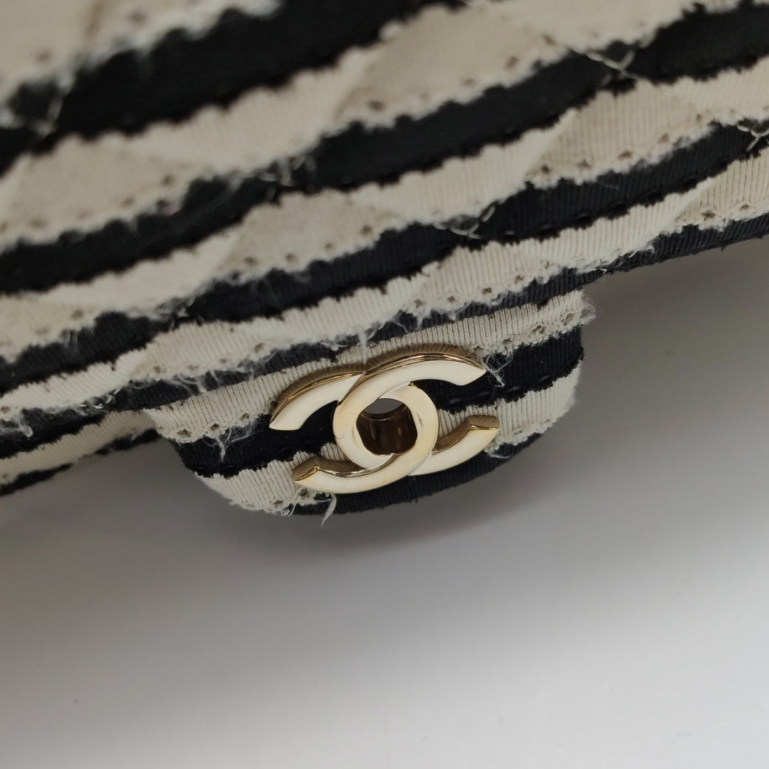 Chanel Coco Sailor Flap Black White Jersey Pearl Chain