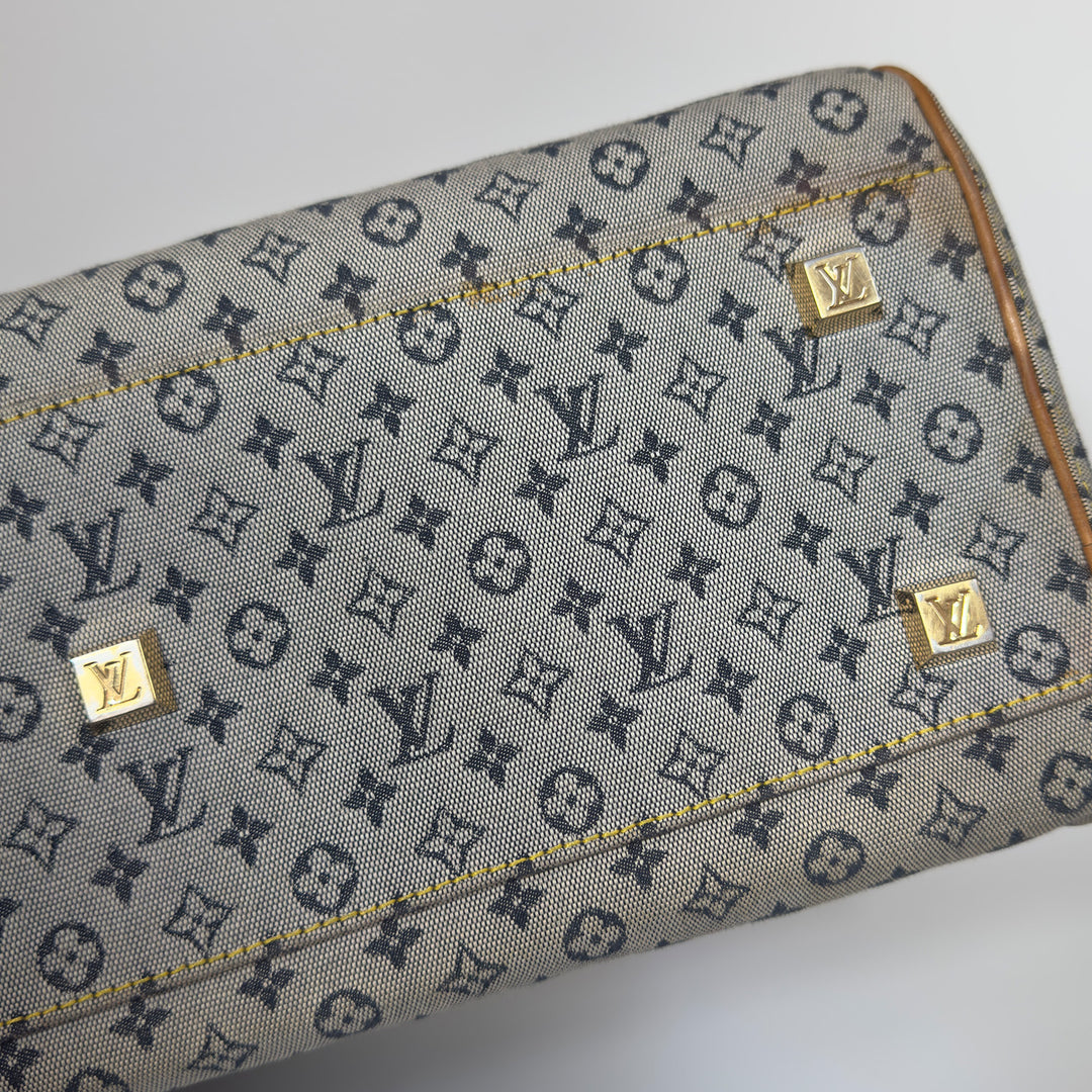 Louis Vuitton *Vintage* Monogram Lin Marie Denim Bag Blue Brown Gold Hardware