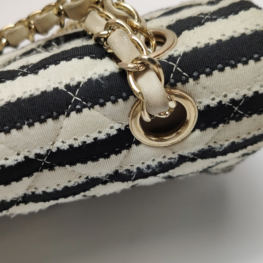 Chanel Coco Sailor Flap Black White Jersey Pearl Chain