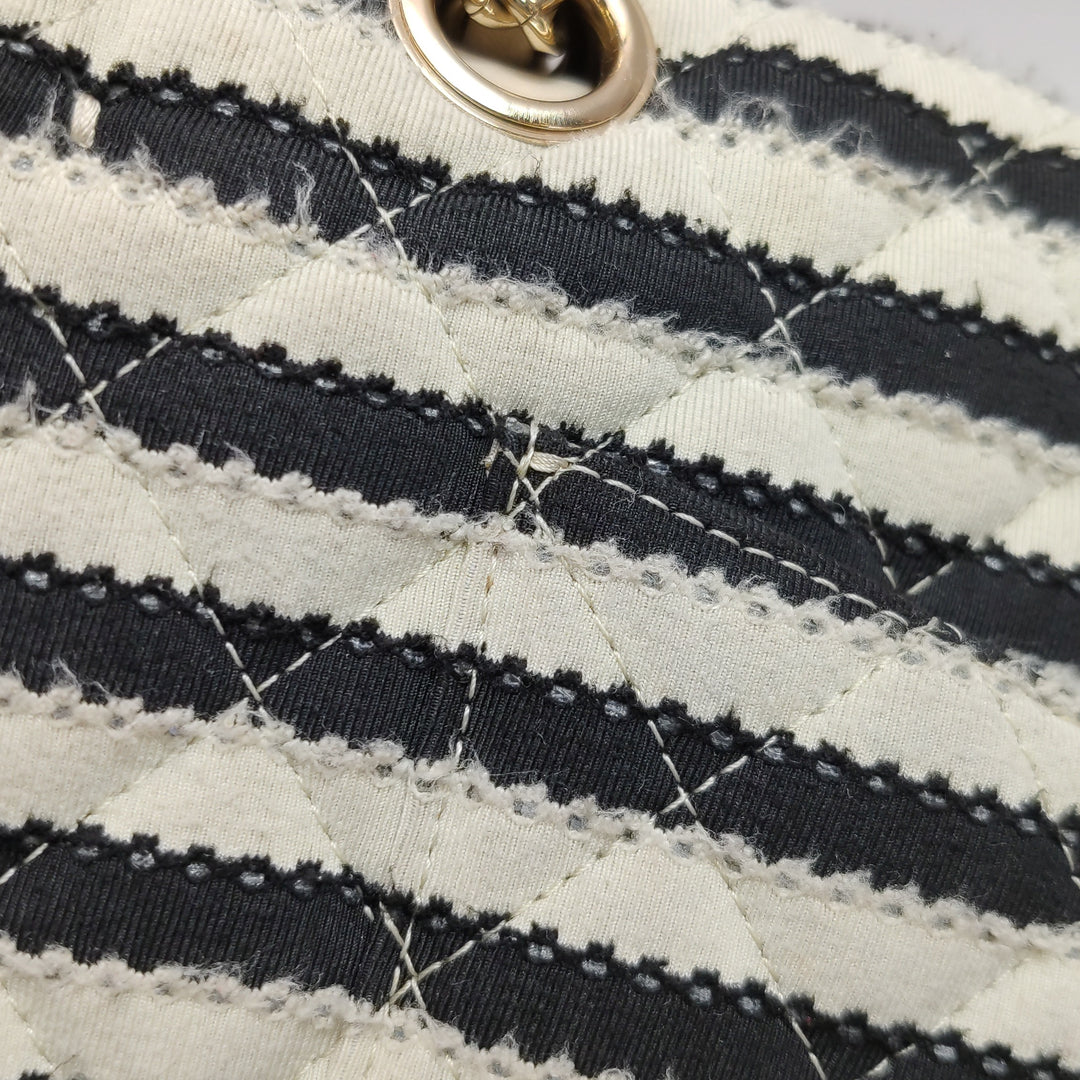 Chanel Coco Sailor Flap Black White Jersey Pearl Chain