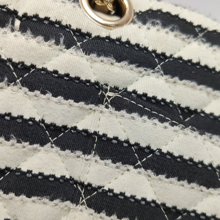 Chanel Coco Sailor Flap Black White Jersey Pearl Chain