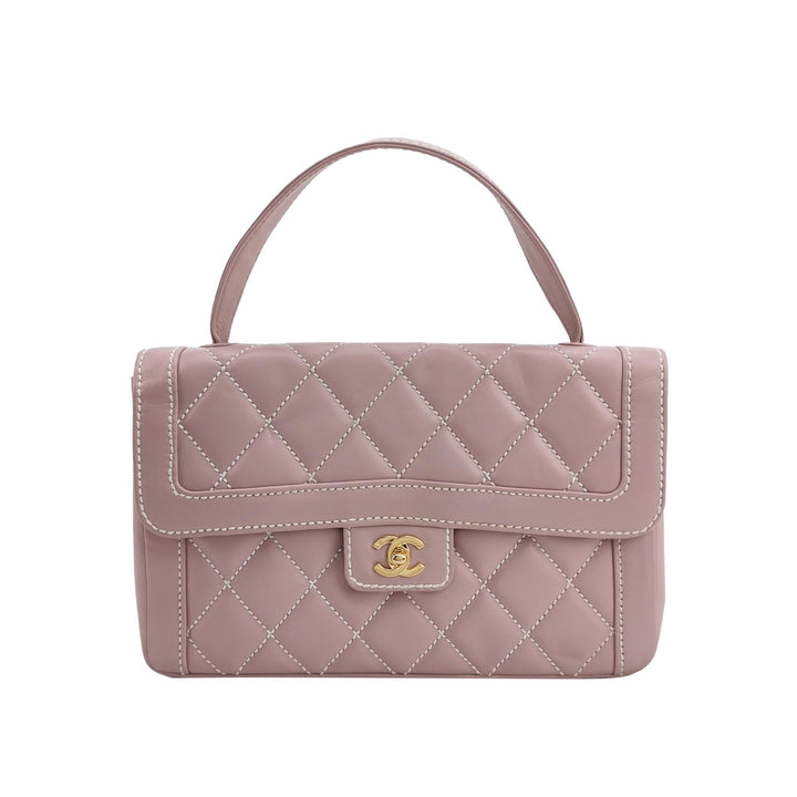 Chanel Vintage Wild Stitch Top Handle Flap Pink Bag