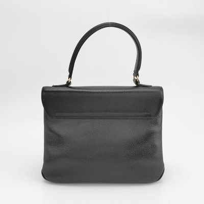 Celine Vintage Top Handle Bag In Black Leather Gold Hardware
