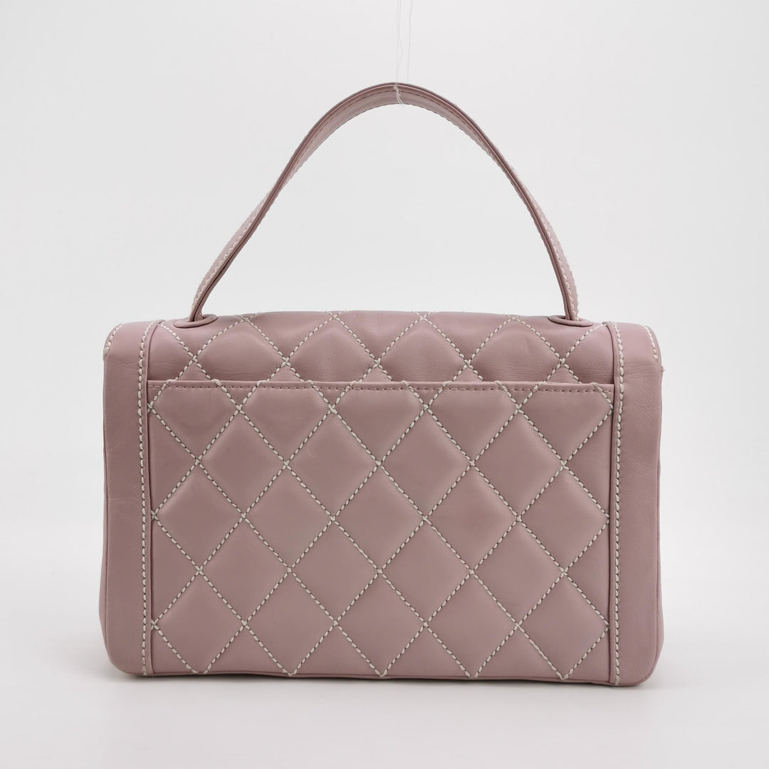 Chanel Vintage Wild Stitch Top Handle Flap Pink Bag