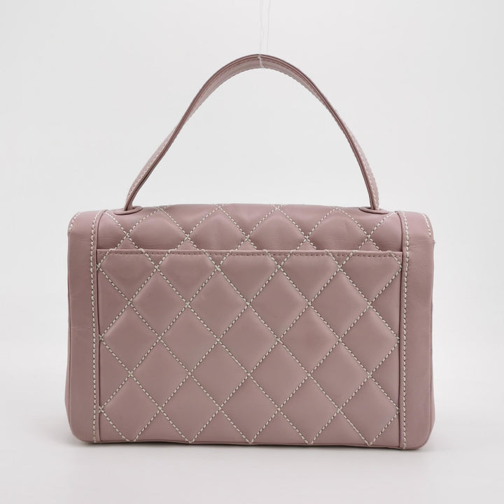 Chanel Vintage Wild Stitch Top Handle Flap Pink Bag