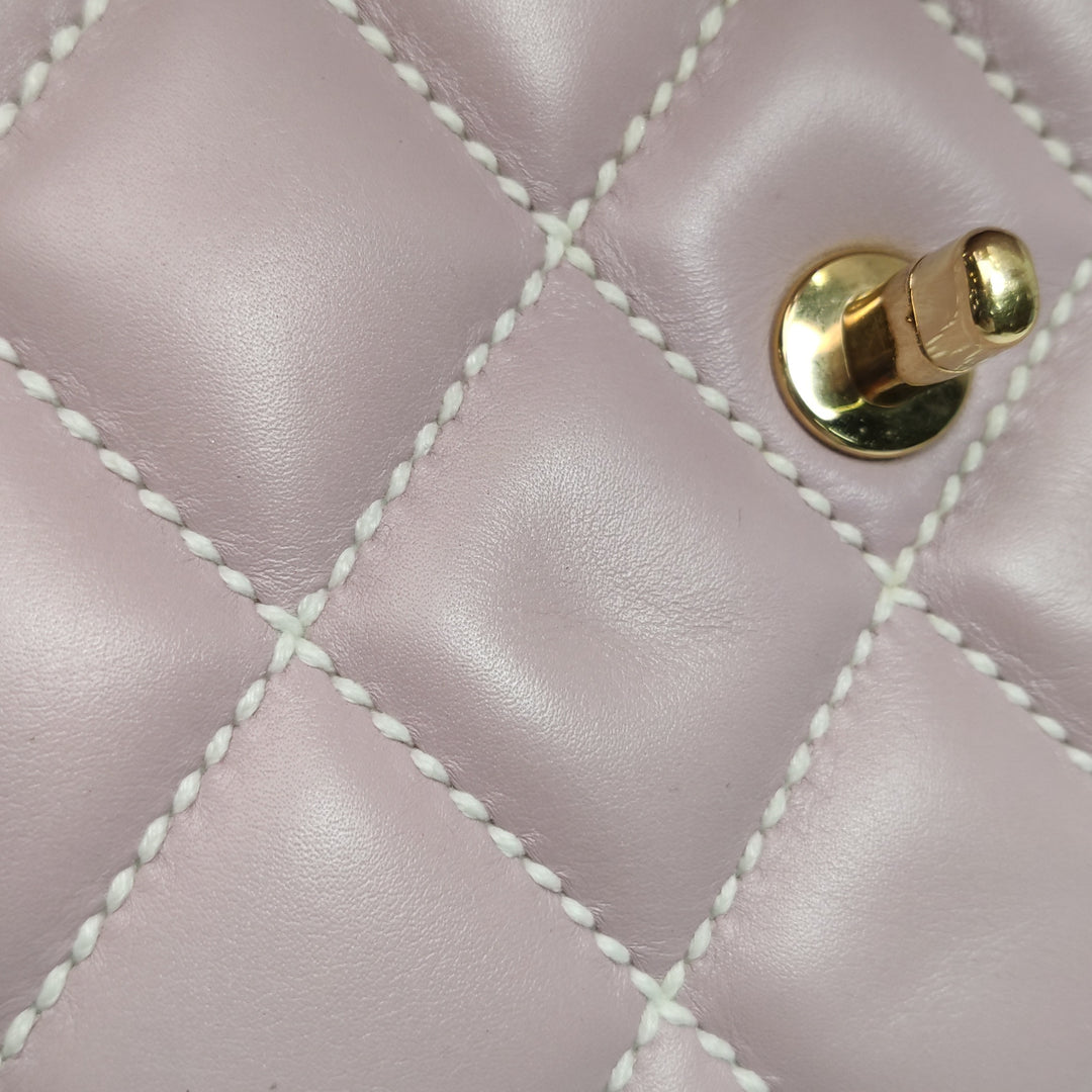 Chanel Vintage Wild Stitch Top Handle Flap Pink Bag