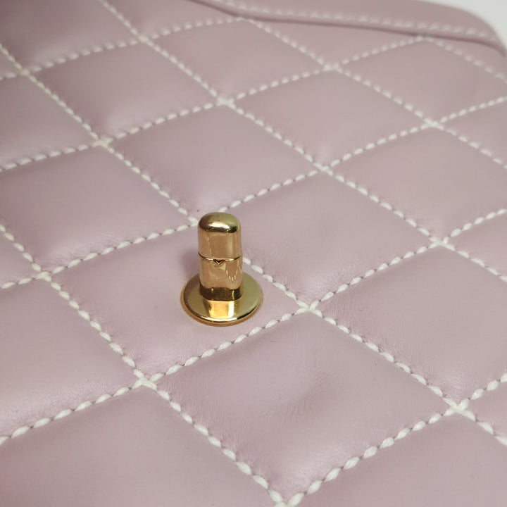 Chanel Vintage Wild Stitch Top Handle Flap Pink Bag