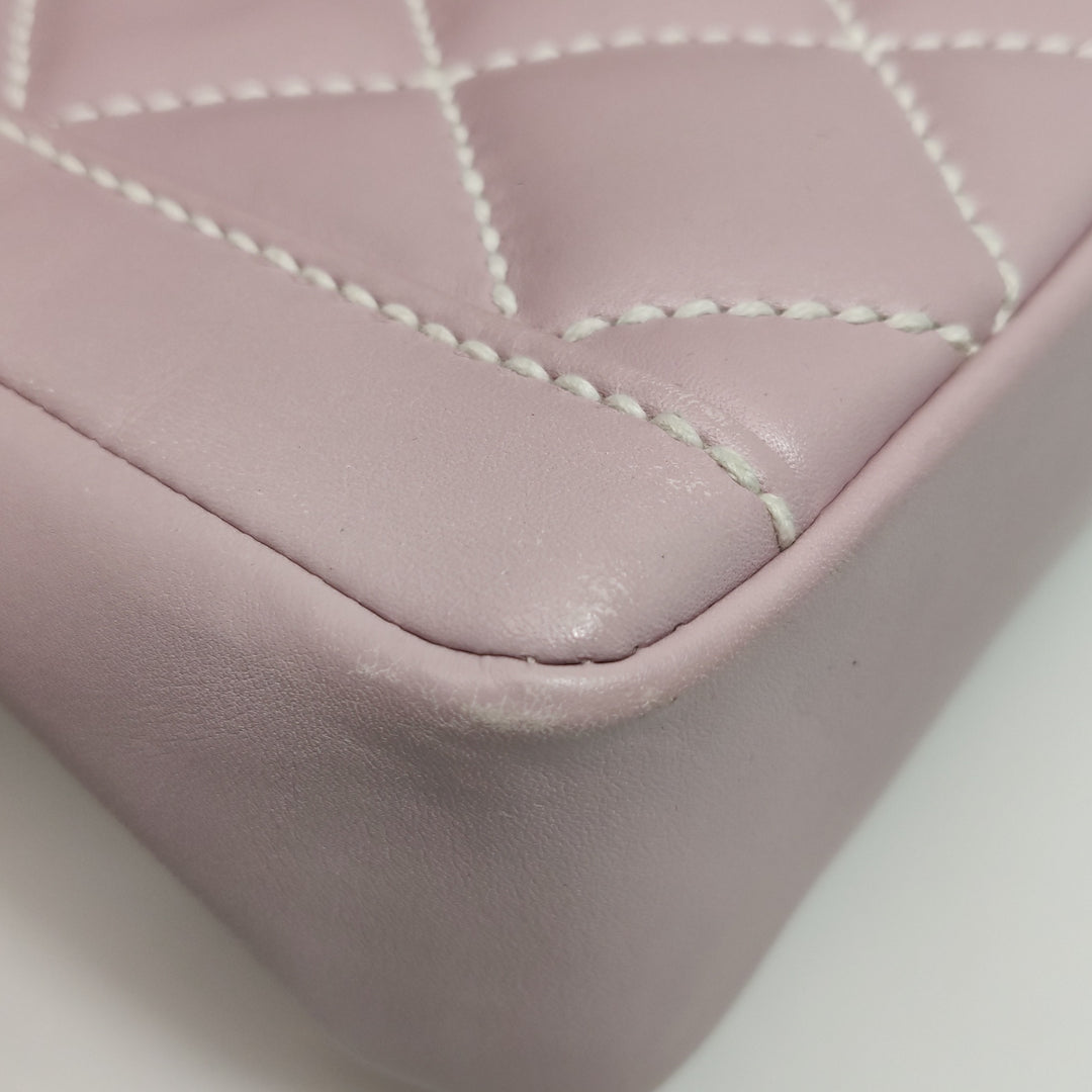 Chanel Vintage Wild Stitch Top Handle Flap Pink Bag
