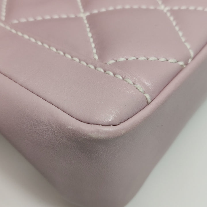 Chanel Vintage Wild Stitch Top Handle Flap Pink Bag