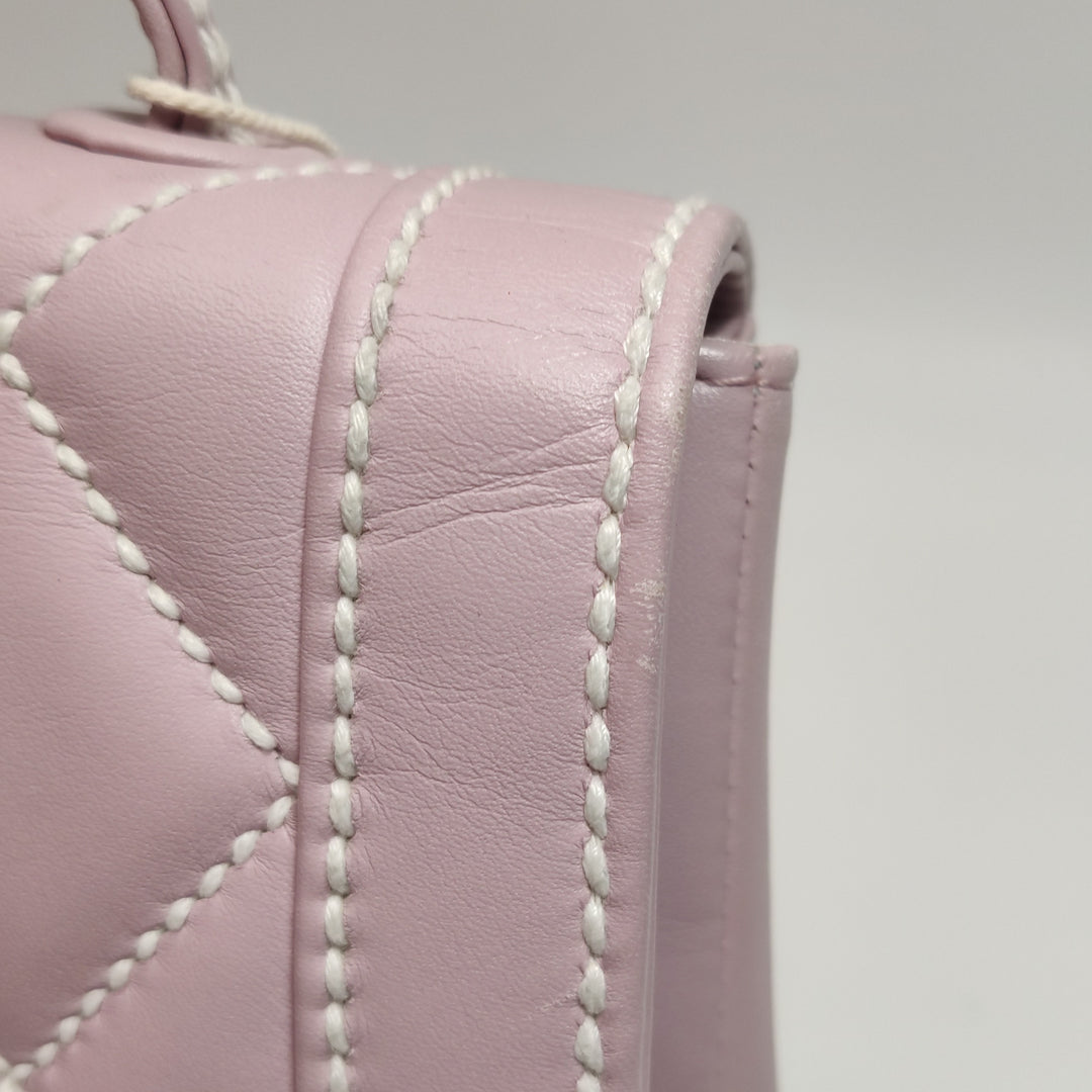 Chanel Vintage Wild Stitch Top Handle Flap Pink Bag