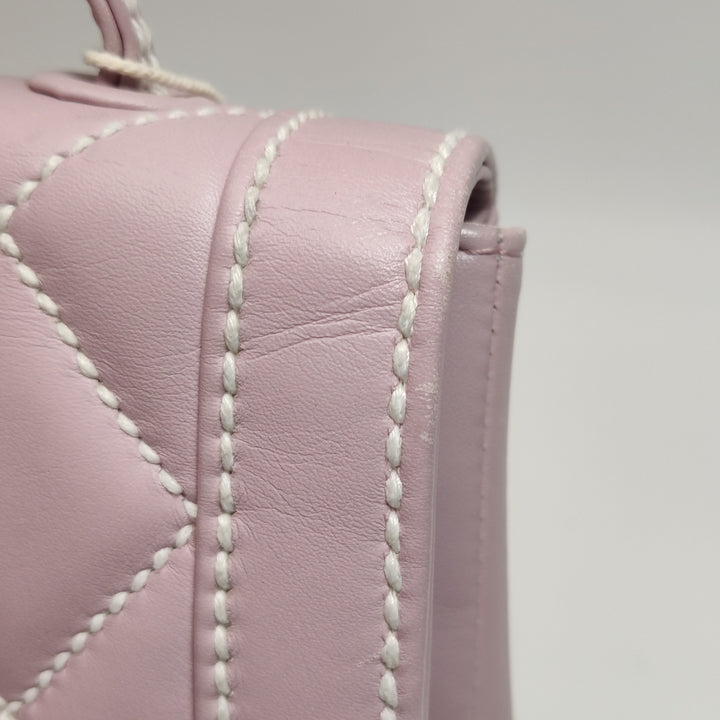 Chanel Vintage Wild Stitch Top Handle Flap Pink Bag
