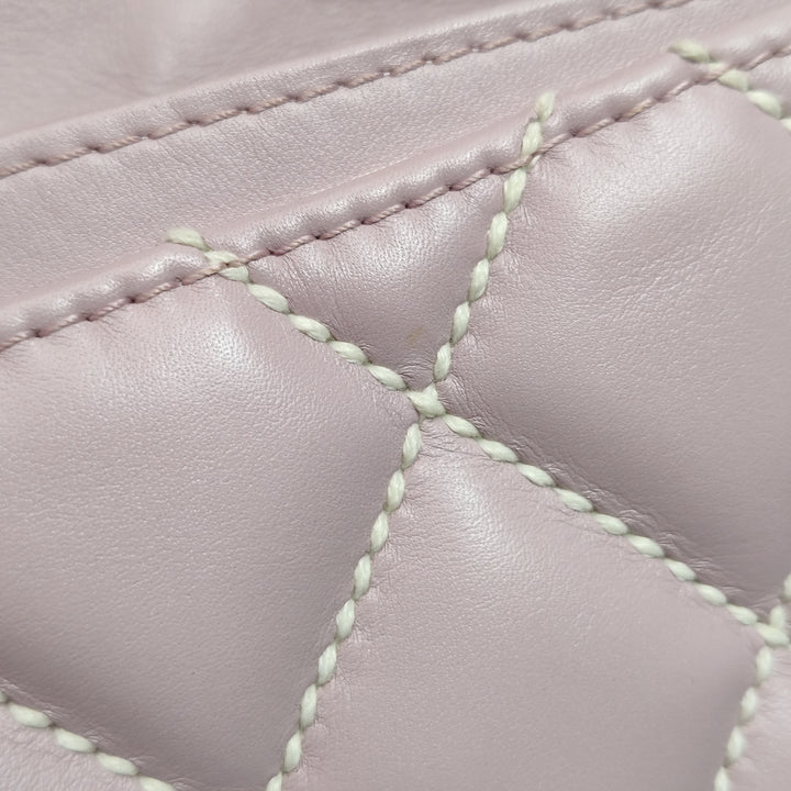 Chanel Vintage Wild Stitch Top Handle Flap Pink Bag