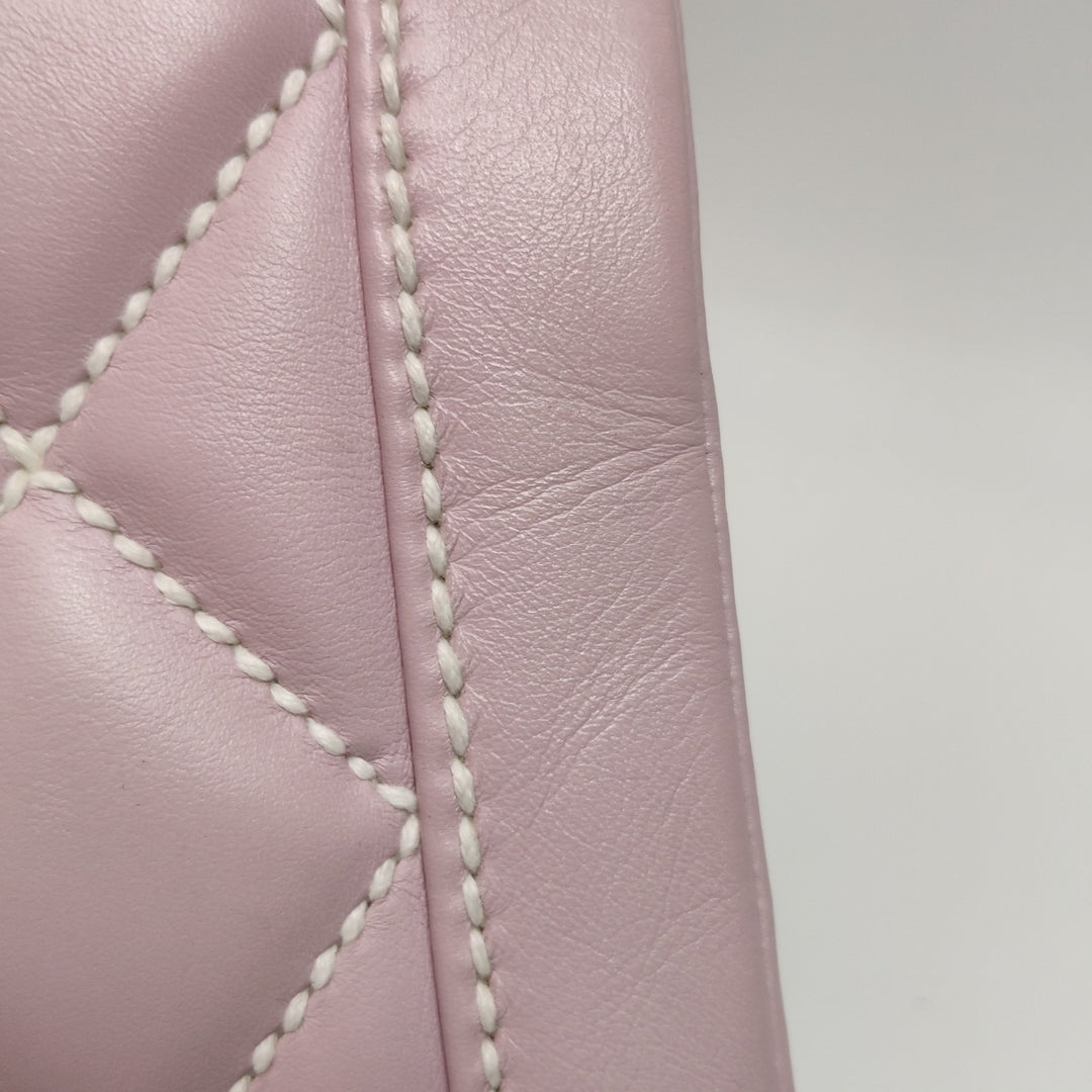 Chanel Vintage Wild Stitch Top Handle Flap Pink Bag