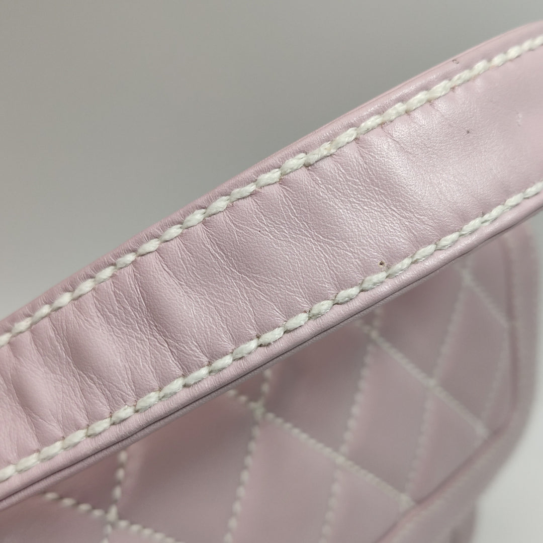 Chanel Vintage Wild Stitch Top Handle Flap Pink Bag
