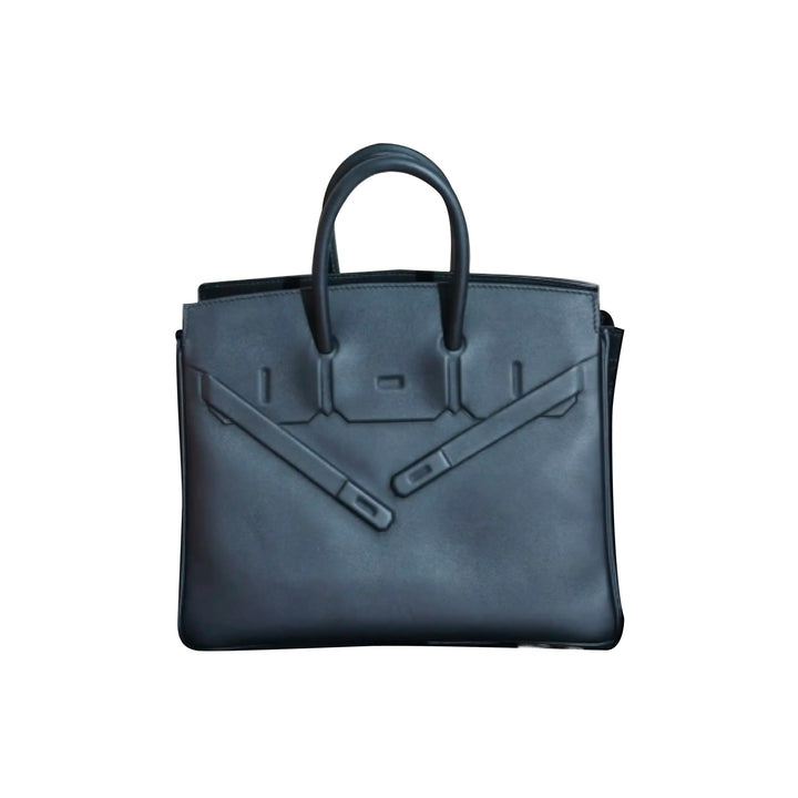 Hermes 25 Birkin Shadow Swift Leather Handbag In Palladium-tone Hardware