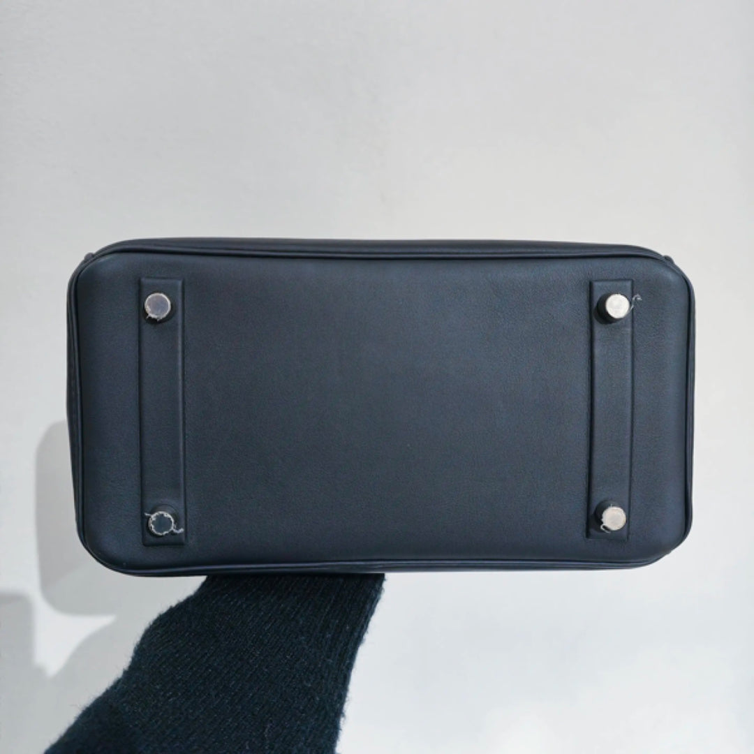 Hermes 25 Birkin Shadow Swift Leather Handbag In Palladium-tone Hardware