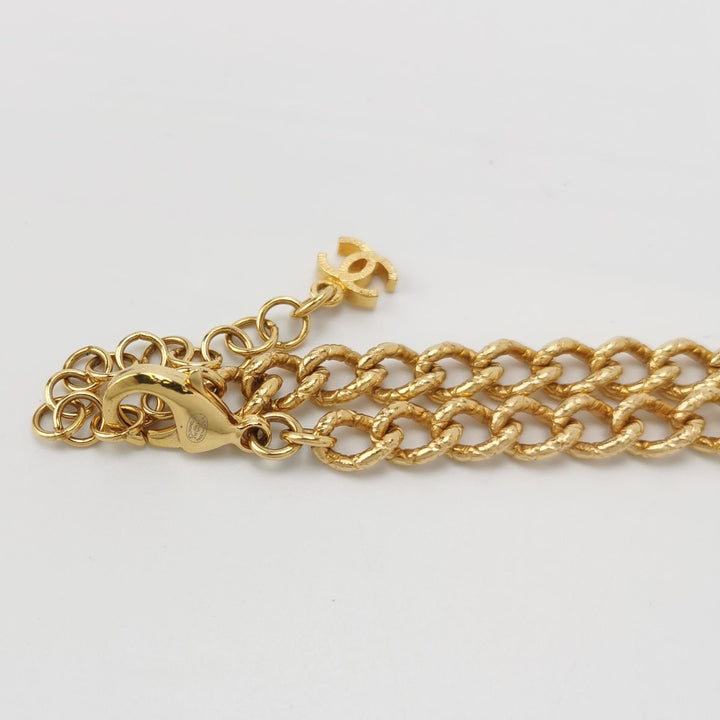 Chanel Rare Runway CC Logo Dangle Gold Multi Colour Stones Necklace