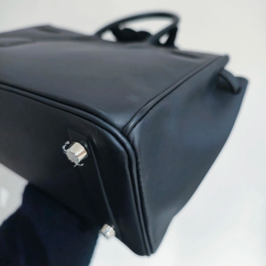 Hermes 25 Birkin Shadow Swift Leather Handbag In Palladium-tone Hardware