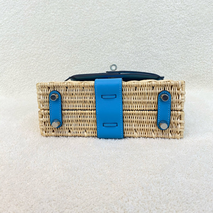 Hermes Mini Kelly Picnic In Blue du Nord Leather Palladium Hardware