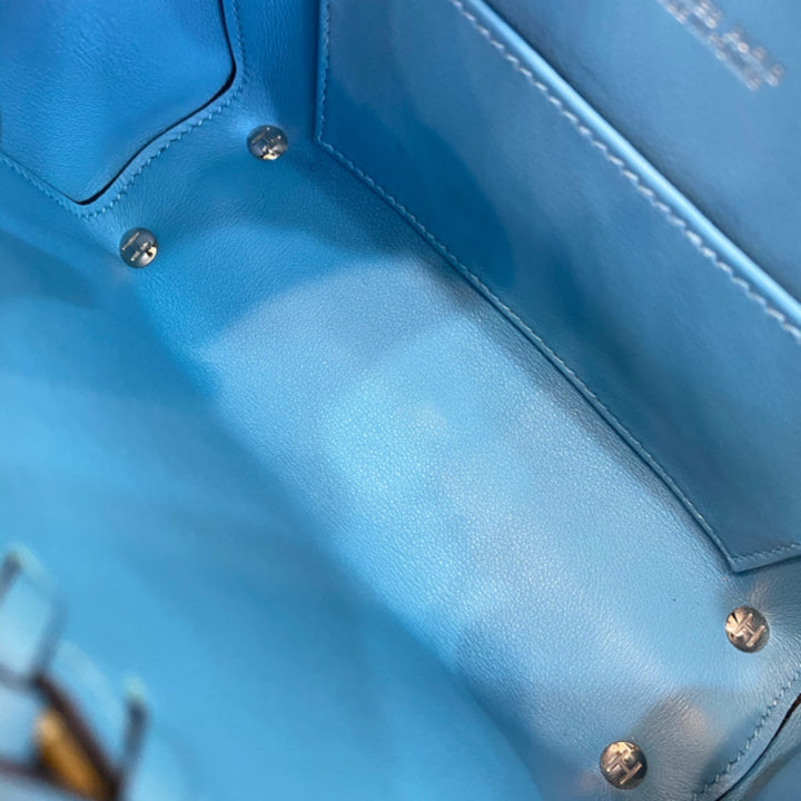 Hermes Mini Kelly Picnic In Blue du Nord Leather Palladium Hardware