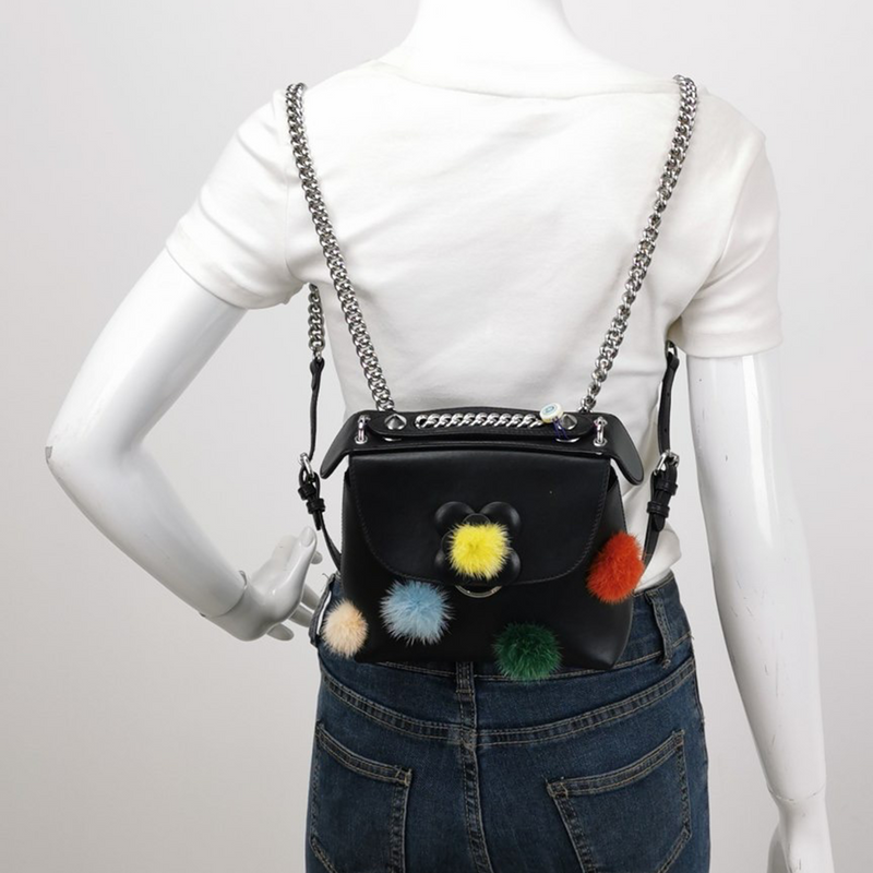 Fendi Back to School Backpack Pom Pom Leather Mini