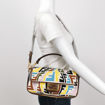 Fendi X Sarah Coleman Canvas multi colour psychedelic FF Vertigo Baguette Bag