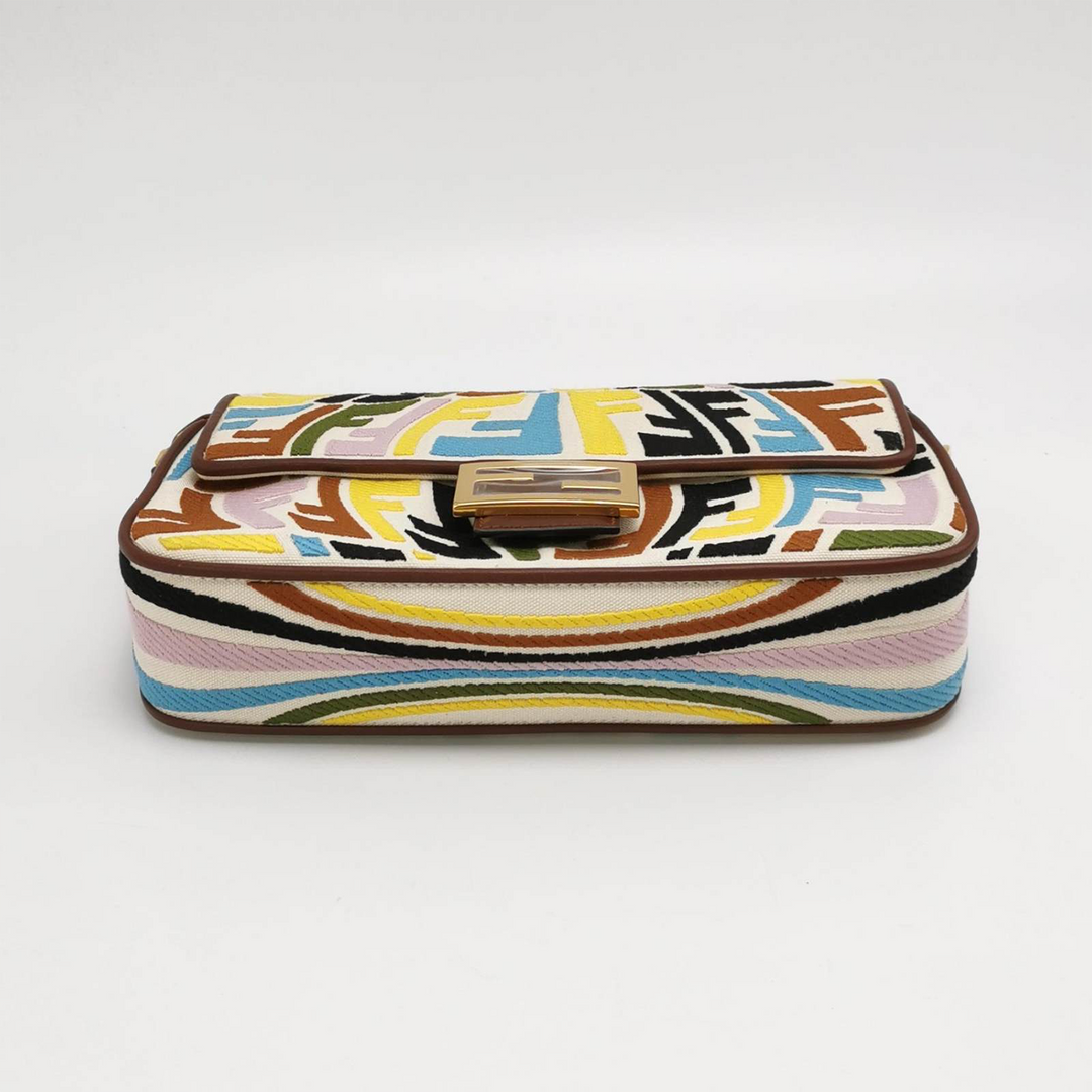 Fendi X Sarah Coleman Canvas multi colour psychedelic FF Vertigo Baguette Bag