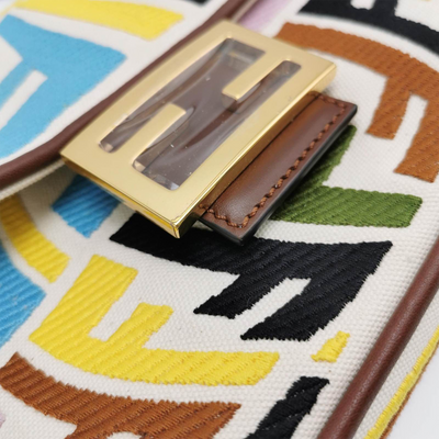 Fendi X Sarah Coleman Canvas multi colour psychedelic FF Vertigo Baguette Bag