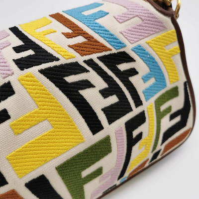 Fendi X Sarah Coleman Canvas multi colour psychedelic FF Vertigo Baguette Bag