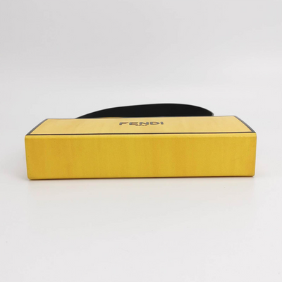 Fendi logo Horizontal Box type Shoulder Bag Cross body Leather Yellow/Black