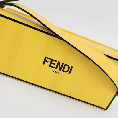 Fendi logo Horizontal Box type Shoulder Bag Cross body Leather Yellow/Black