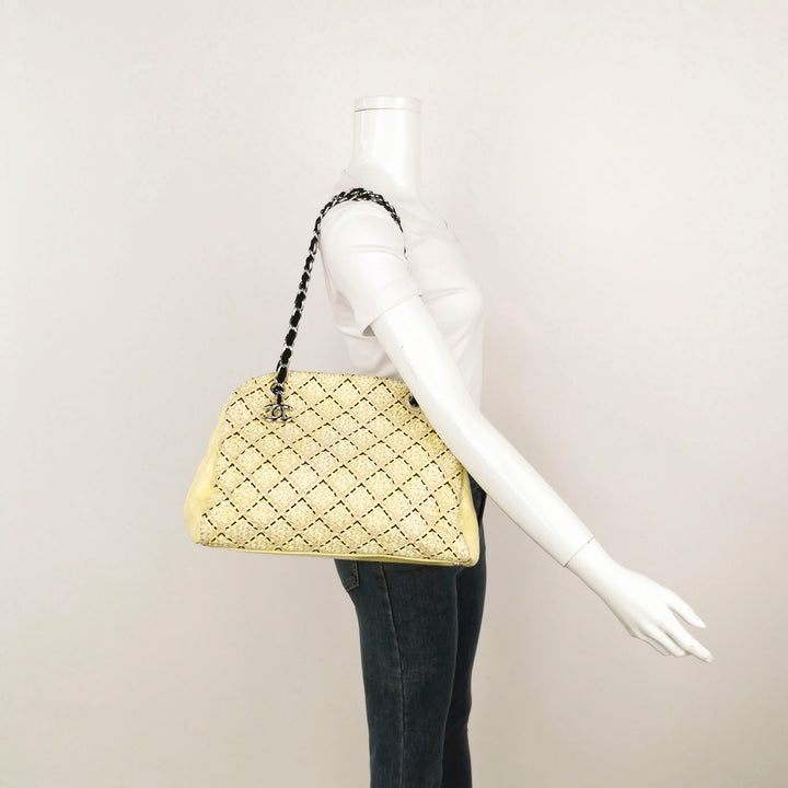 Chanel Just Mademoiselle Stitch Bowling Bag Yellow