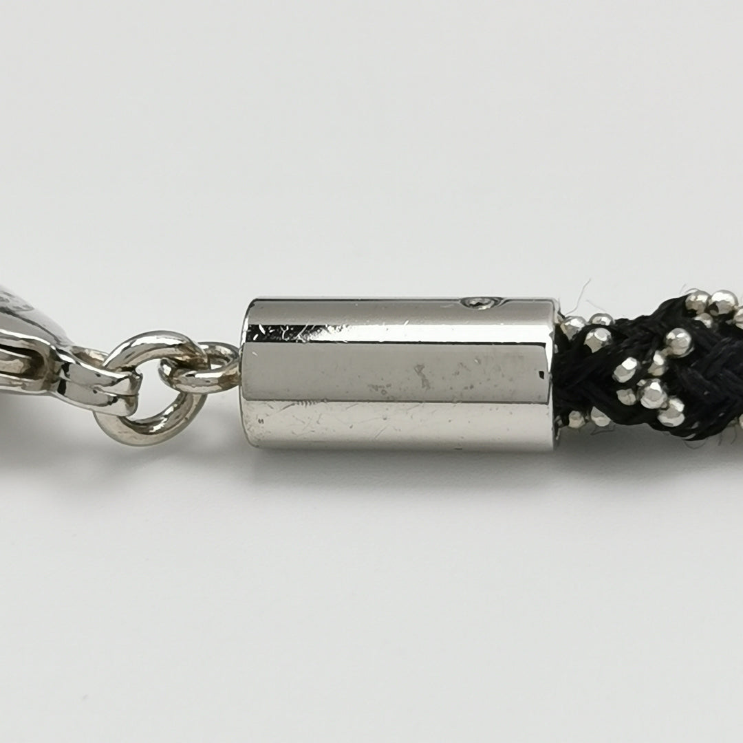 Chanel Crystal CC Lifesaver Rope Pendant Necklace Silver Blue