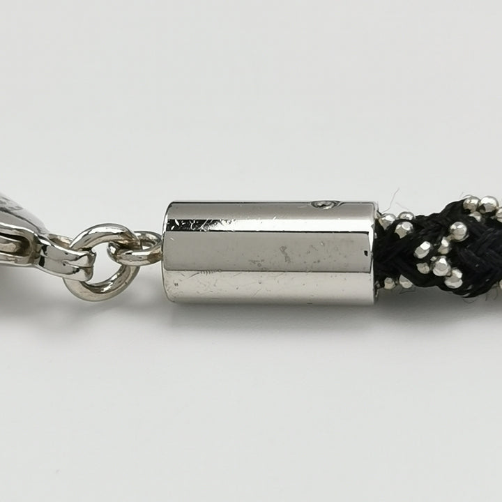 Chanel Crystal CC Lifesaver Rope Pendant Necklace Silver Blue