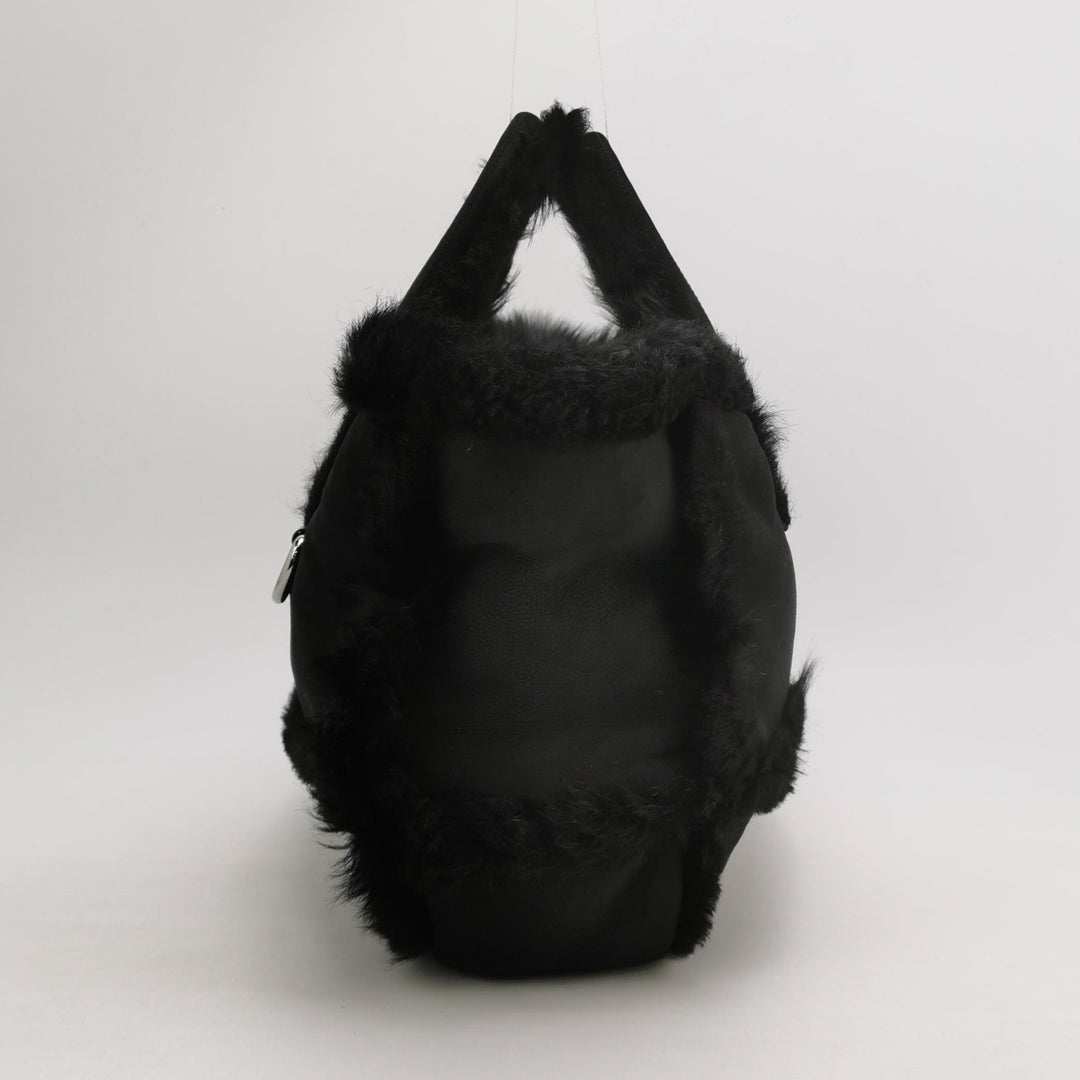 Chanel CC Logo Tote Black Shearling