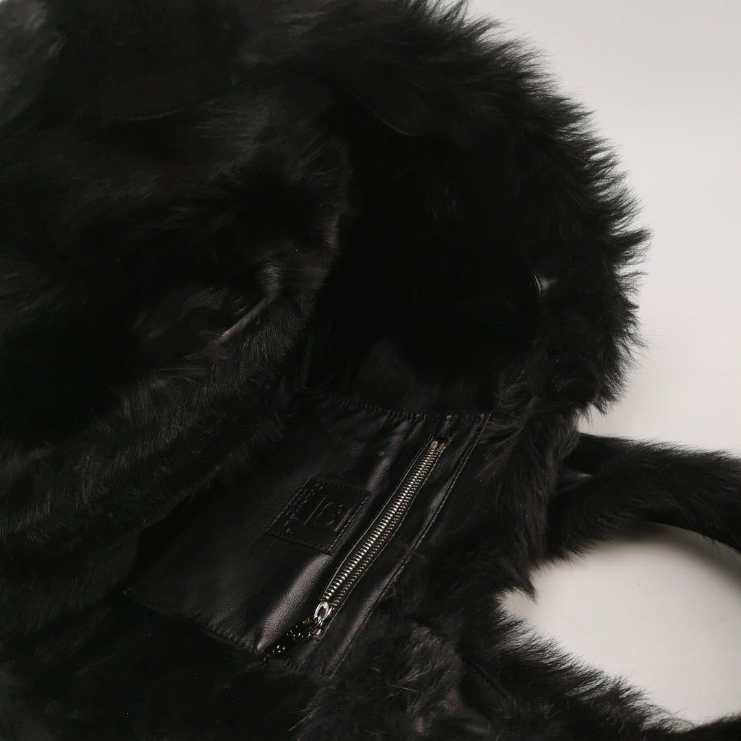 Chanel CC Logo Tote Black Shearling